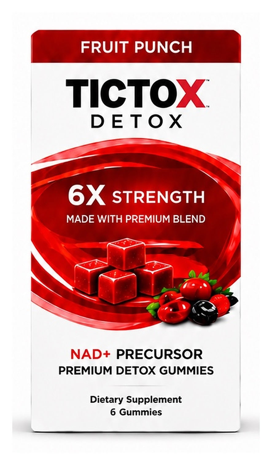 Tictox Detox Gummies, Fruit Punch, 6 gummies box