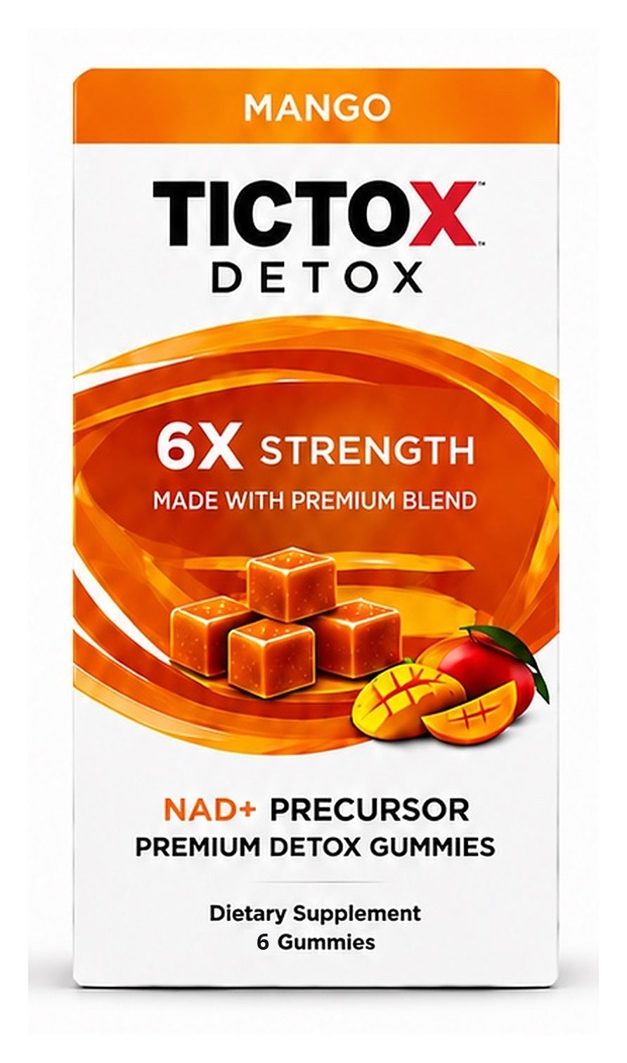 Tictox Detox Gummies, Mango, 6 gummies box